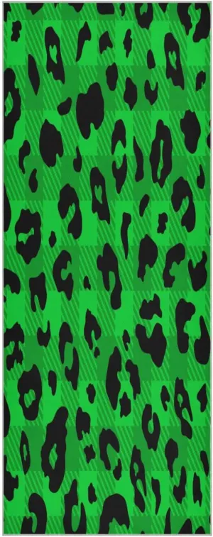 Green Black Panther Spot Yoga Towel,Hot Yoga Mat Towel with Grip Dots Sweat Absorbent Non-Slip for Hot Yoga, 24" x72",Soft Yoga Blankets with Travel Bag,Pilates and Workout