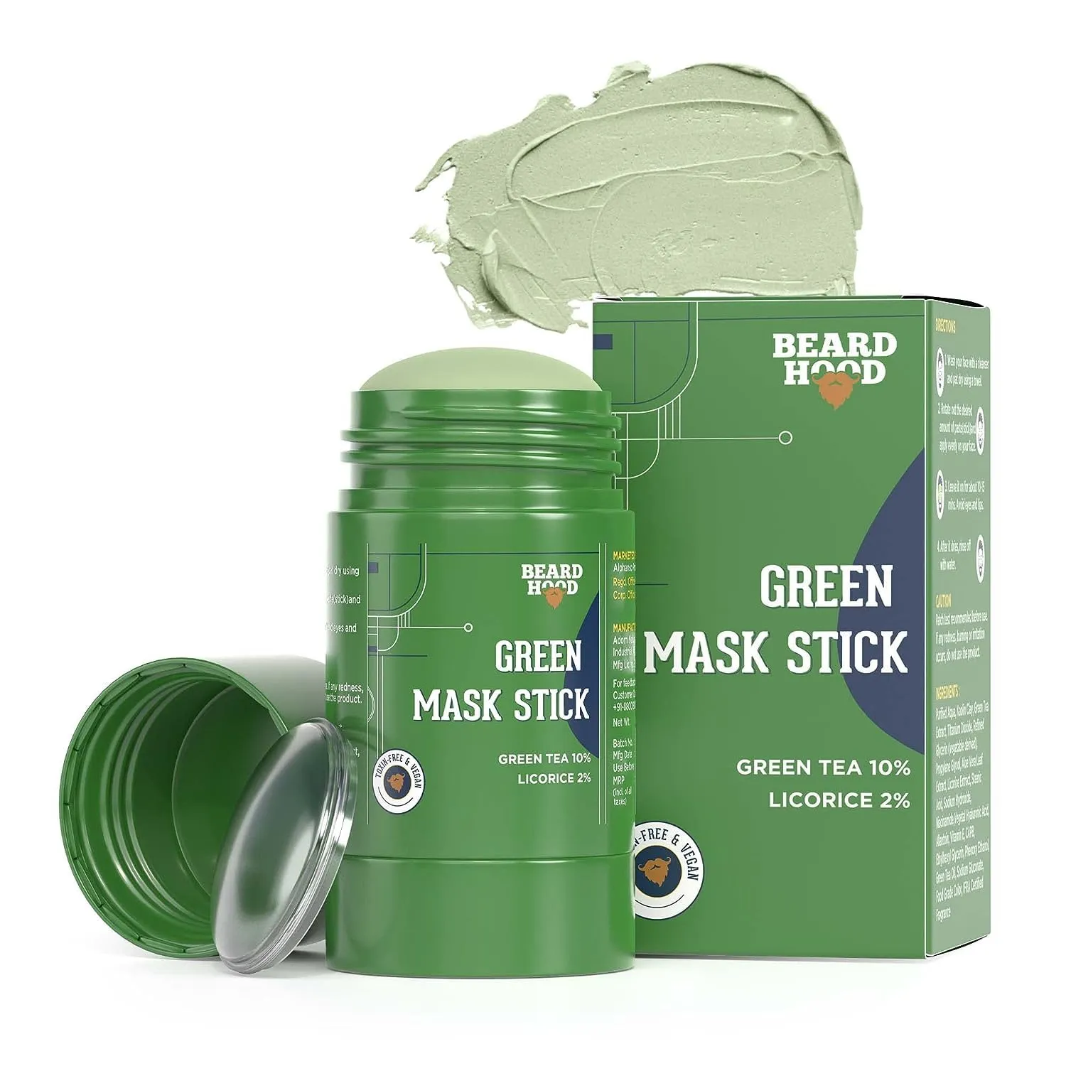 Green Tea Cleansing Mask Stick for Face | For Blackheads, Whiteheads & Oil Control | Purifying Solid Clay Detox Mud Mask | With Hyaluronic Acid & Green Tea 40 Gm