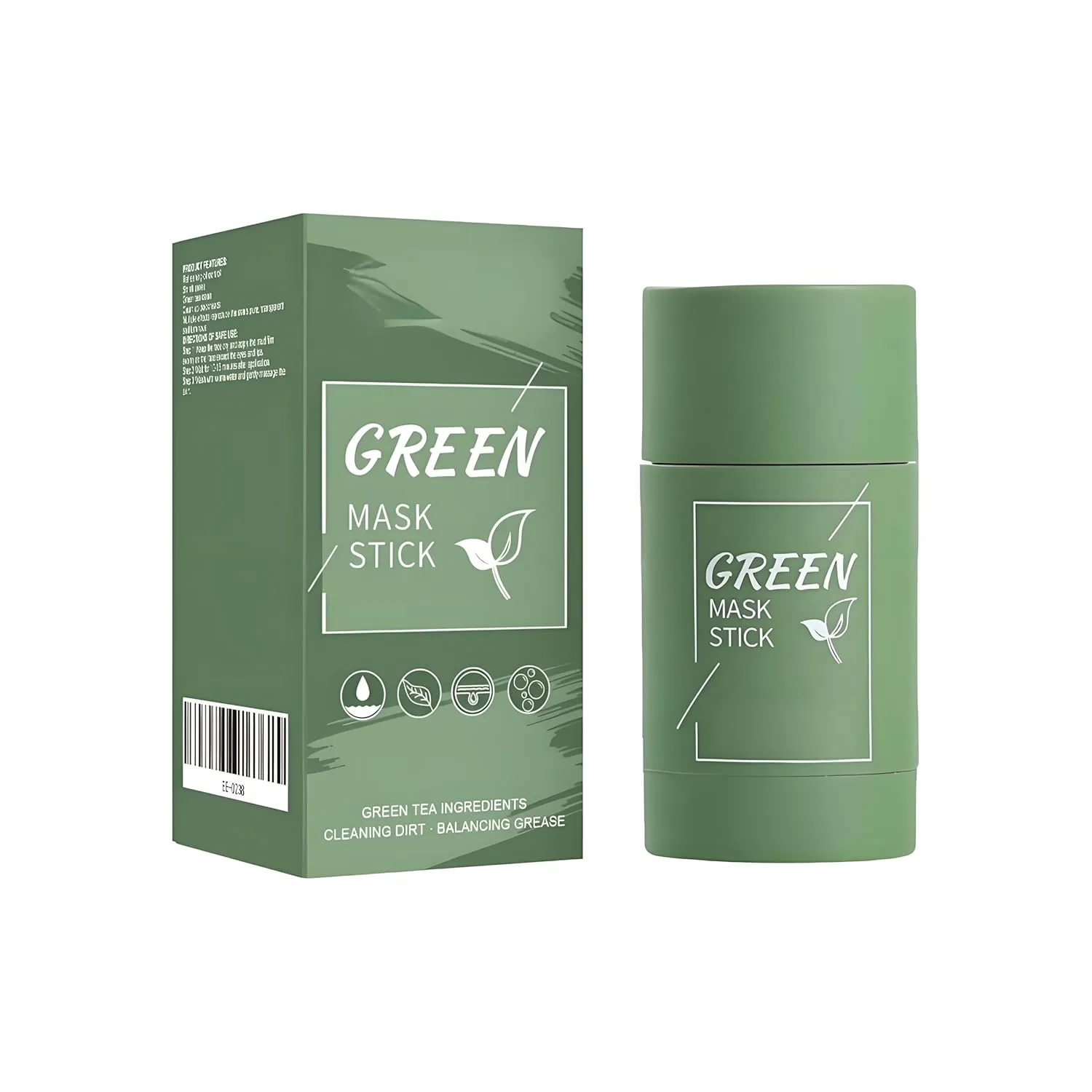 Green Tea Solid Mask Stick，Deep Cleansing & Hydrating Face Mask Stick for Pore Minimizing, Blackhead Removal, and Oil Control (1 Pack)