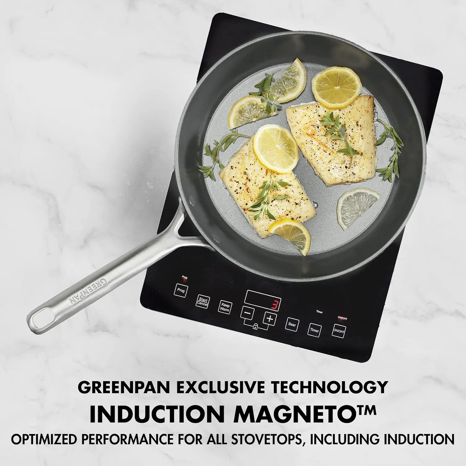 GreenPan GP5 Hard Anodized Healthy Ceramic Nonstick 14 Piece Cookware Pots and Pans Set,Heavy Gauge Scratch Resistant,Stay-Flat Surface, Induction, Mirror Finish Handle,Oven Safe,PFAS-Free,Taupe