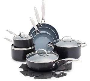 GreenPan Valencia Pro Hard Anodized Induction Safe Healthy Ceramic Nonstick, Cookware Pots and Pans Set, Gray, 11 Piece, CC000675-001