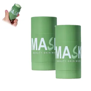 Grevea Green Tea Deep Cleanse, Elisenfy Green Tea Mask Stick Blackhead Remover, Poreless Green Tea Mask Stick Green Tea Mask Clay Stick Face Mask Skin Care (2pcs)