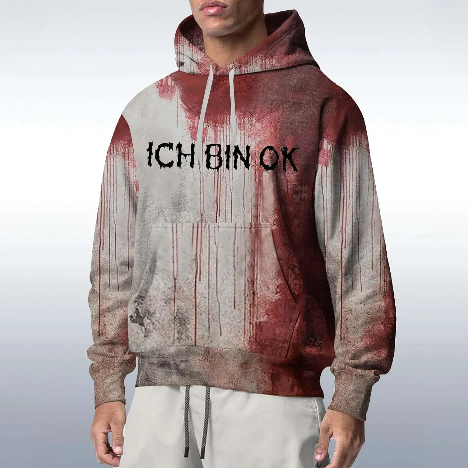 Halloween Hoodie Men Hoodie Printed Pocket Hoodie Mens Costume Hoodie Men'S Novelty Hoodies Horror Hoodies For Men'S