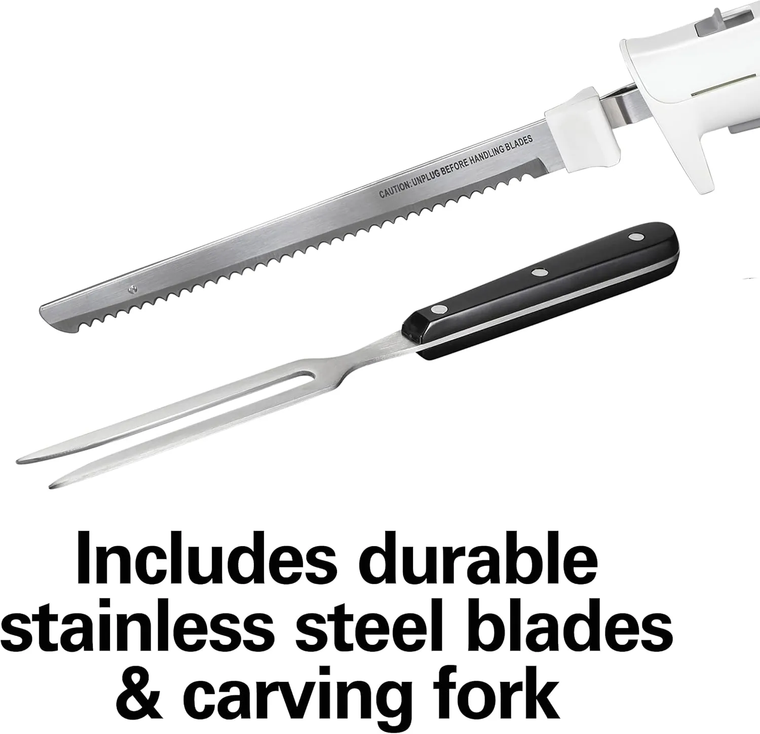Hamilton Beach Electric Knife Set for Carving Meats, Poultry, Bread, Crafting Foam & More, Reciprocating Serrated Stainless Steel Blades, Ergonomic Design Storage Case   Fork Included, 5 Foot Cord