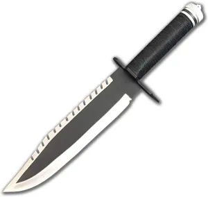 Handmade Beautiful Serrated Blade Hunting/Bowie/Rambo Knife With Leather Sheath For Outdoor & Camping Purpose