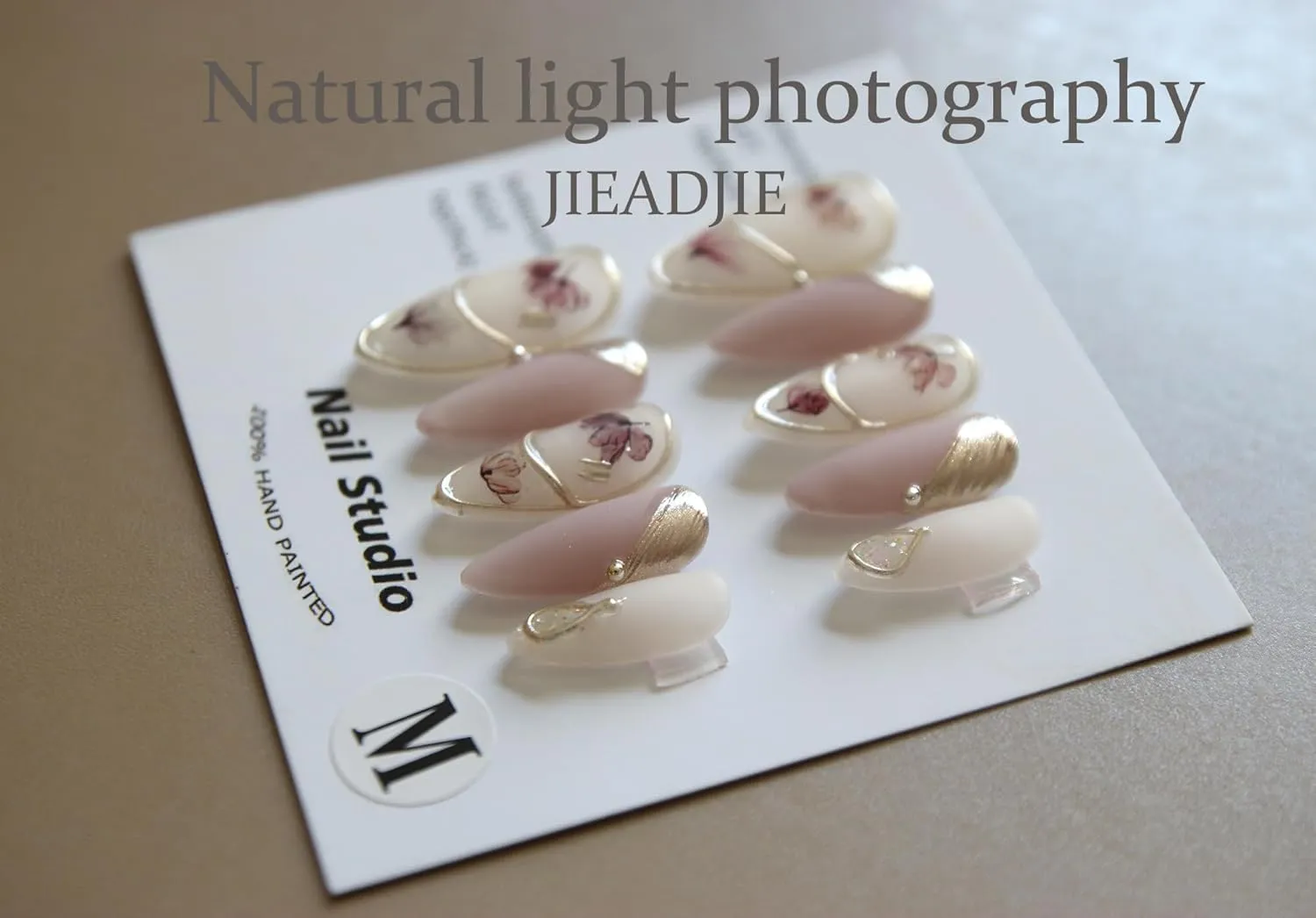 Handmade Press On Nails Almond Pink Matte Design By Nail Technician, Handmade Painted Nail Art, Reusable Stick On Nails in S,M,L 3Sizes (Large)