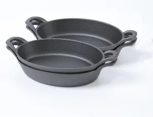 HAWOK Cast Iron Oval Serving Au Gratin Cookware Set of 4………
