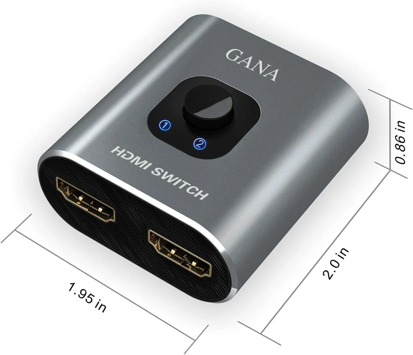HDMI Switch 4k@60hz Splitter, GANA Aluminum Bidirectional HDMI Switcher 2 in 1 Out, Manual HDMI Hub Supports HD Compatible with Xbox PS5/4/3 Blu-Ray Player Fire Stick Roku
