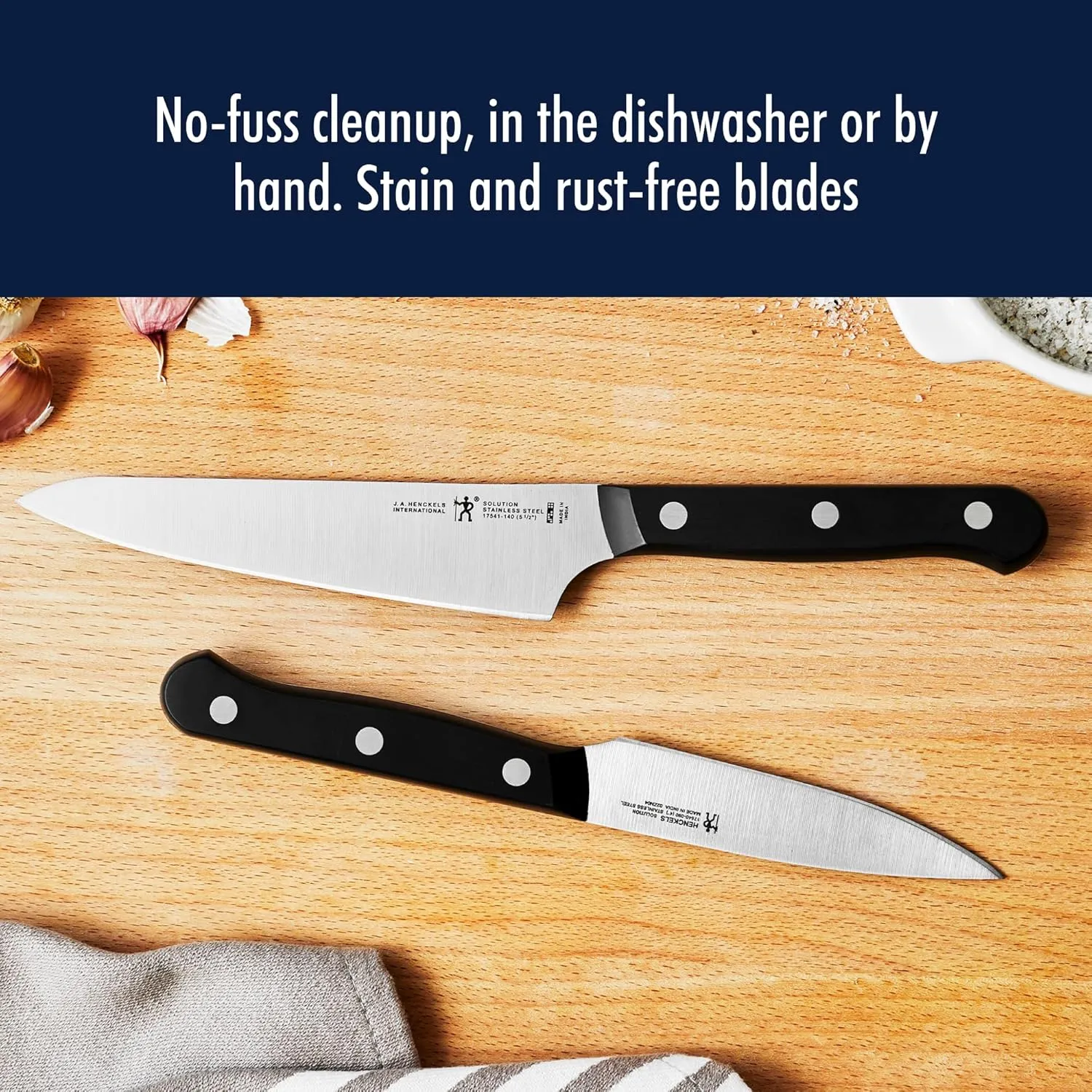 HENCKELS Solution Razor-Sharp 7-pc Knife Set, Chef Knife, Bread Knife,German Engineered Informed by 100  Years of Mastery, Brown