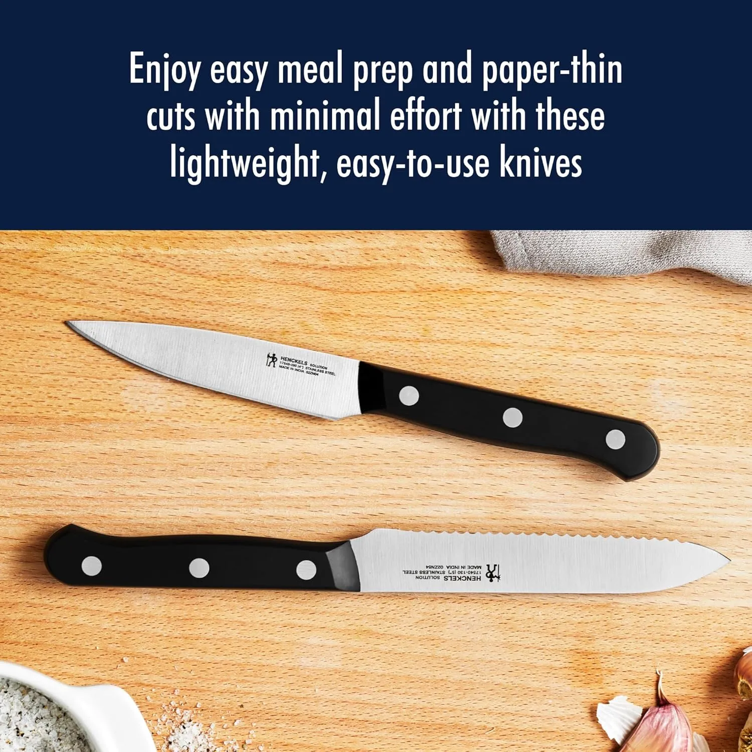 HENCKELS Solution Razor-Sharp 7-pc Knife Set, Chef Knife, Bread Knife,German Engineered Informed by 100  Years of Mastery, Brown