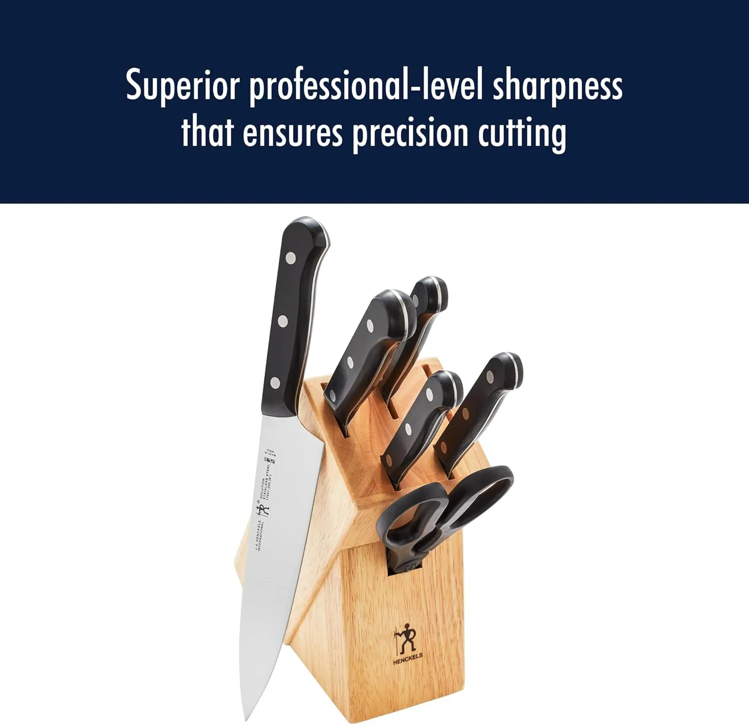 HENCKELS Solution Razor-Sharp 7-pc Knife Set, Chef Knife, Bread Knife,German Engineered Informed by 100  Years of Mastery, Brown