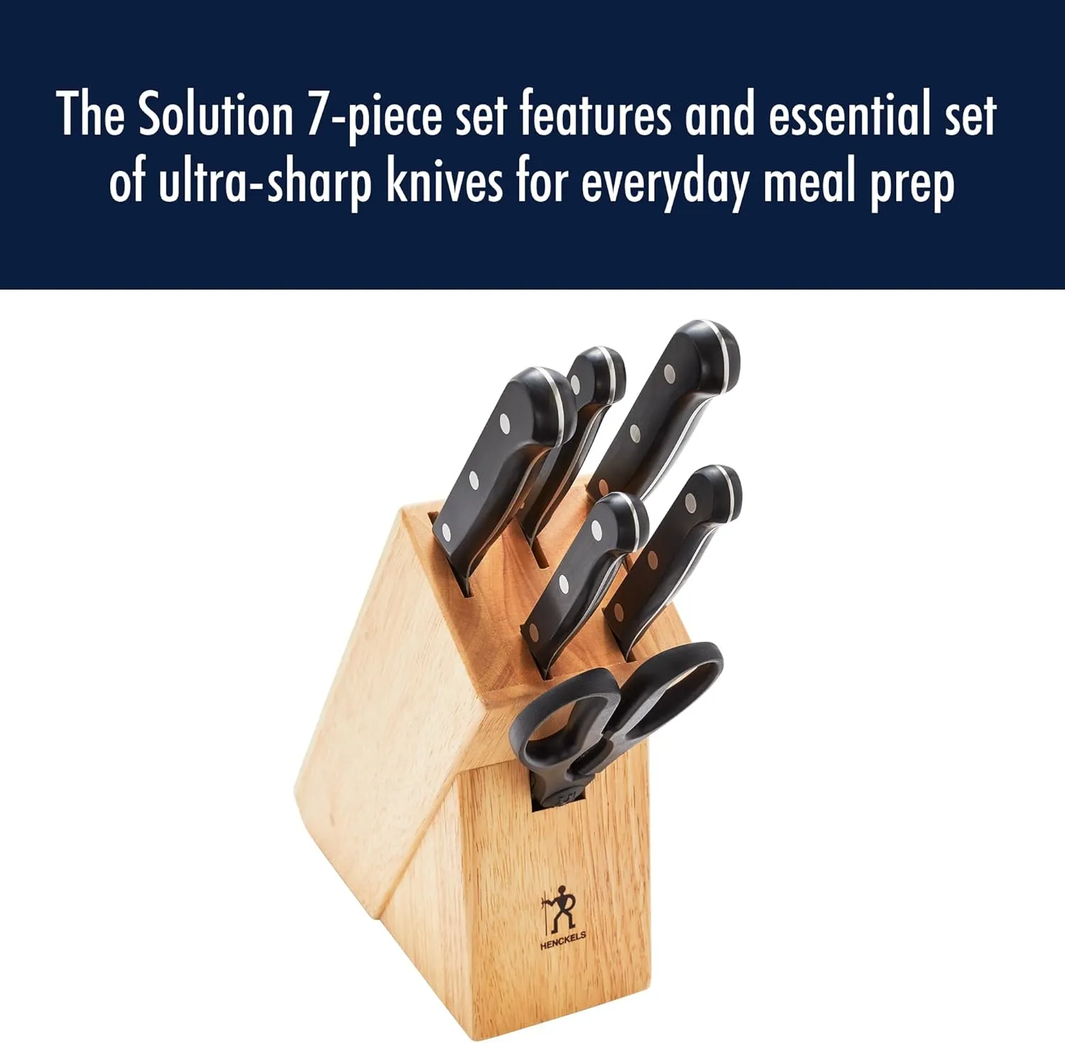 HENCKELS Solution Razor-Sharp 7-pc Knife Set, Chef Knife, Bread Knife,German Engineered Informed by 100  Years of Mastery, Brown