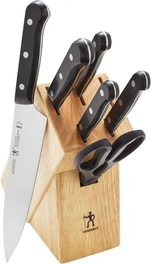 HENCKELS Solution Razor-Sharp 7-pc Knife Set, Chef Knife, Bread Knife,German Engineered Informed by 100  Years of Mastery, Brown