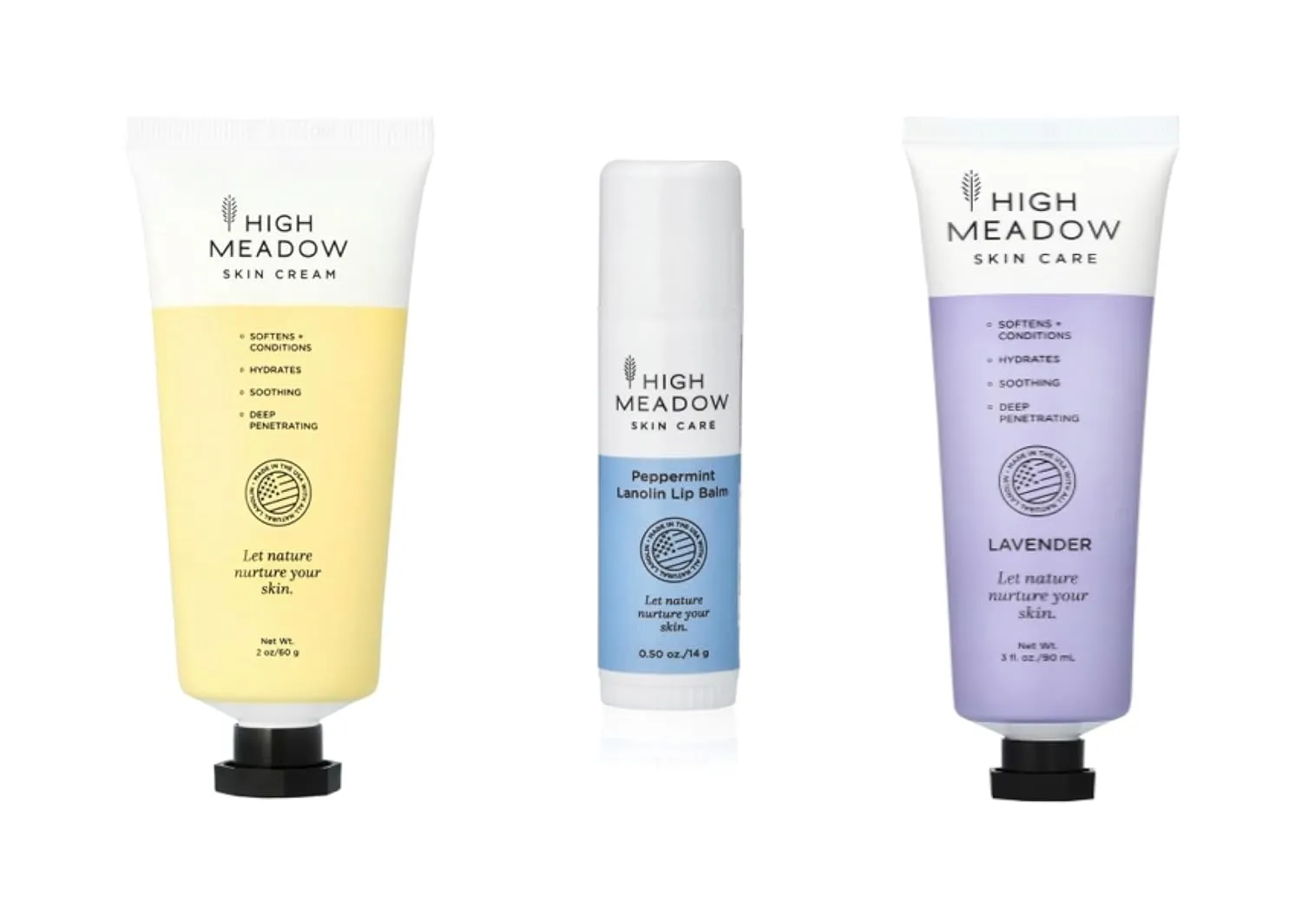High Meadow Lip and Skin Care Bundle - Natural Lip Balm and Lanolin Cream Set for Intensive Hydration, Moisturizing, and Repair - Shea Butter, Beeswax, Vitamin E - Great for Dry Lips and Skin.