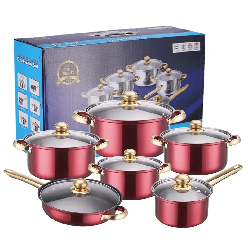 High Quality Stainless Steel Cookware Set - 12 Pcs