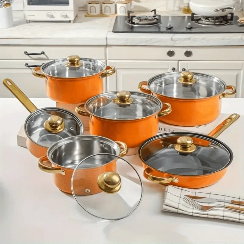 High Quality Stainless Steel Cookware Set - 12 Pcs