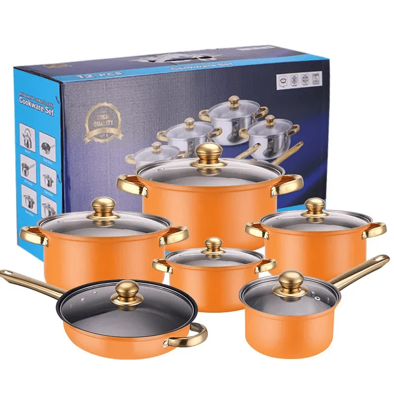 High Quality Stainless Steel Cookware Set - 12 Pcs