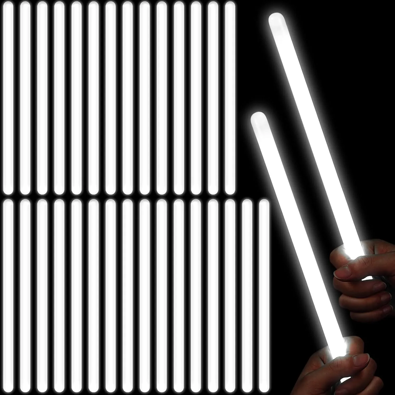 Honoson 48 Pcs White Glow Sticks Bulk 12'' 15 mm in Diameter for Wedding Festivals Raves Birthday Party Favors Supplies Glow Bright Light up Toys
