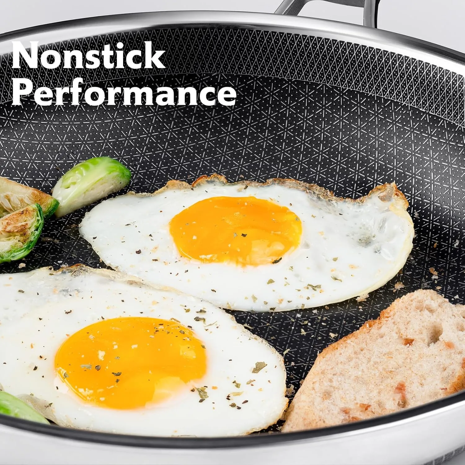 Hybrid Pans Set Nonstick 3 Piece, 8&10&12 Inch Nonstick Frying Pans Set, Dishwasher Induction Oven Broiler Safe Stainless Steel Skillet, PFOA Free Kitchen set