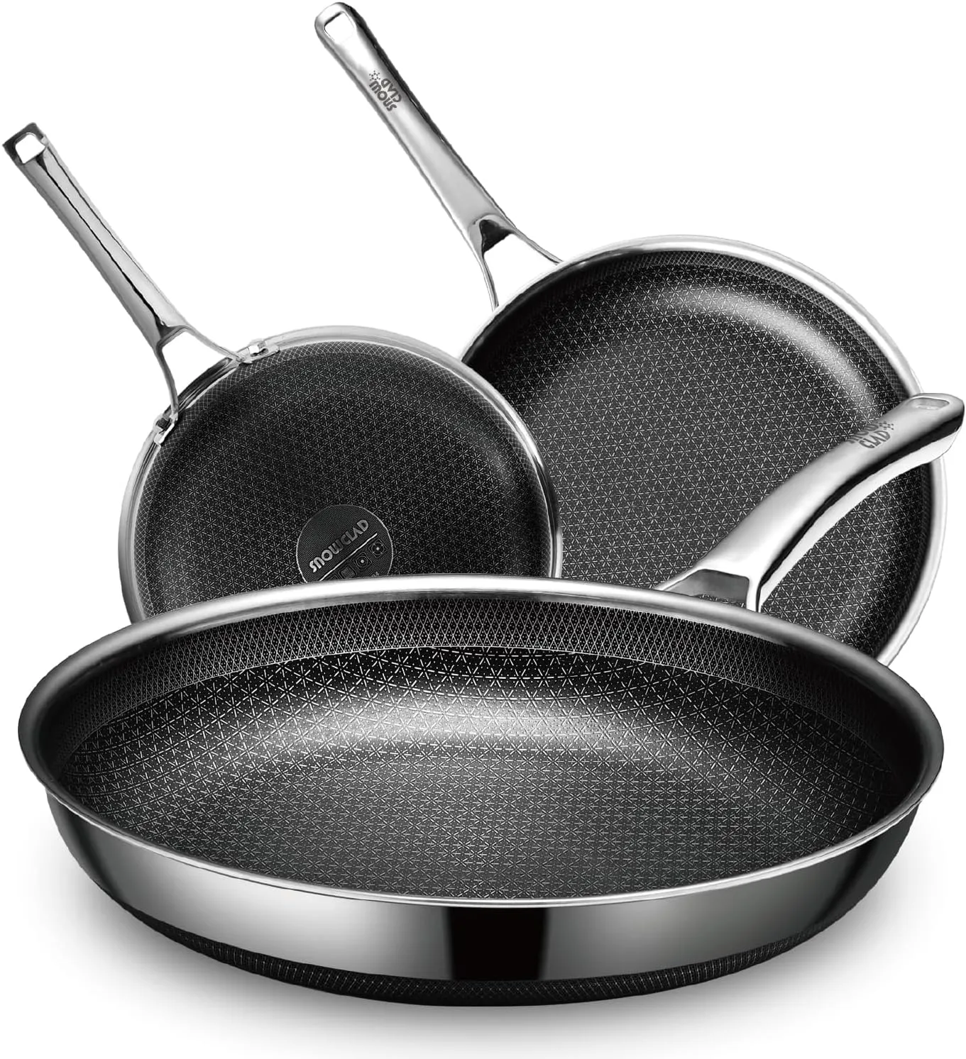 Hybrid Pans Set Nonstick 3 Piece, 8&10&12 Inch Nonstick Frying Pans Set, Dishwasher Induction Oven Broiler Safe Stainless Steel Skillet, PFOA Free Kitchen set