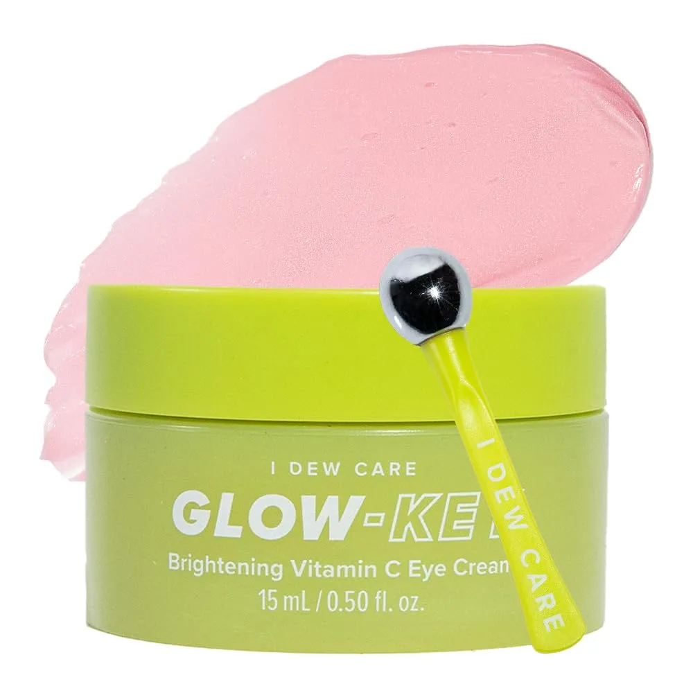 I DEW CARE Vitamin C Eye Cream & Roller Set - Glow-Key | Korean Skin Care, Dark Circles Reducer, Treatment with Hyaluronic Acid, Niacinamide, Cooling Eye Stick Ball 0.50 FL Oz