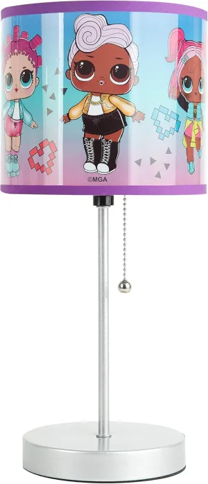 Idea Nuova LOL Surprise Stick Table Kids Lamp with Pull Chain, Themed Printed Decorative Shade