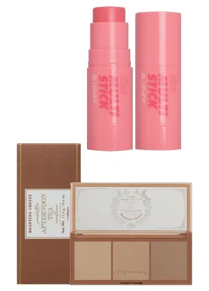 I'M MEME I'm Multi Stick Blusher 001 Rose   Palette - Afternoon Tea Contour Roasting Coffee, 0.4 Oz Bundle