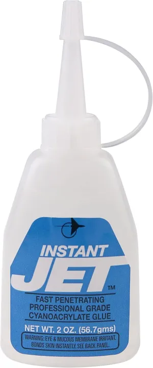 Instant Jet Glue - Long Lasting CA Glue - Fast Action Multipurpose - Penetrates Porous Materials and Increases Impact Resistance - 2 oz