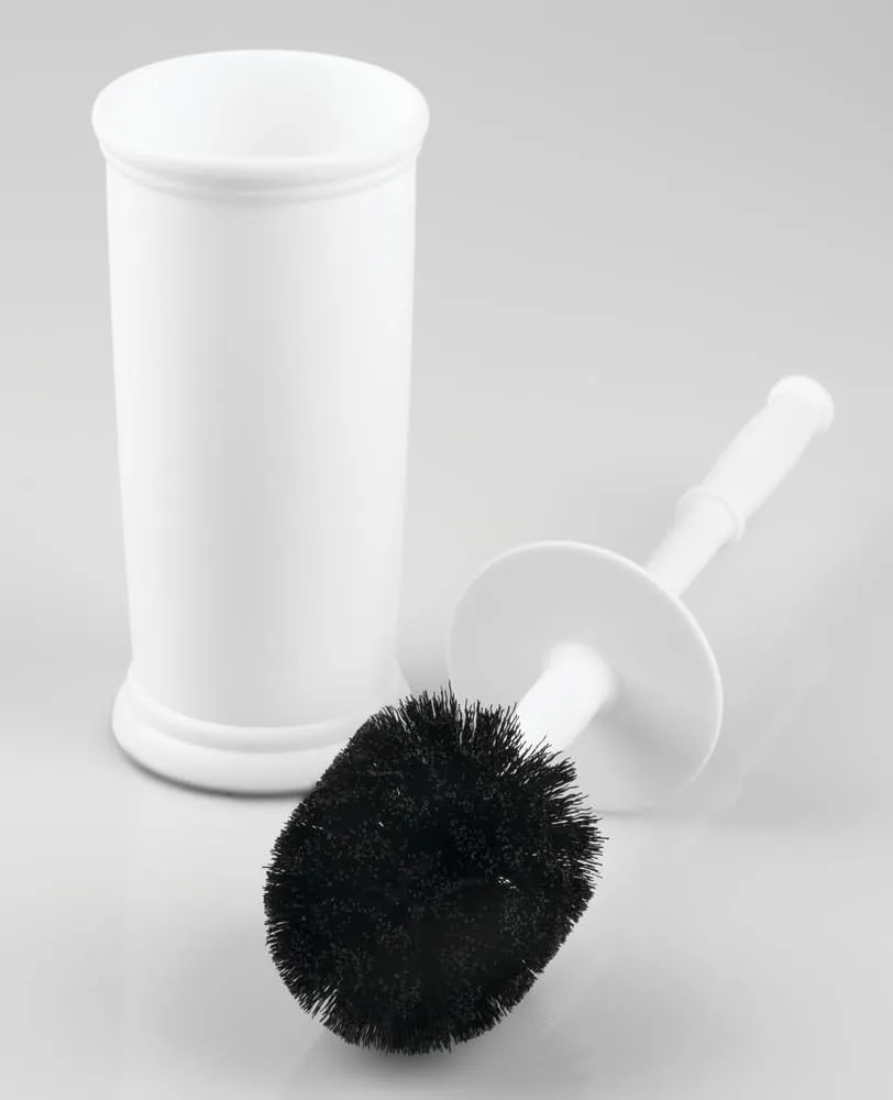 InterDesign Kent Plastic Toilet Bowl Brush Set, Classic Design Slim Compact Bowl Brush and Holder for Bathroom - Sturdy, Deep Cleaning, 4.25" x 4.25" x 16", White