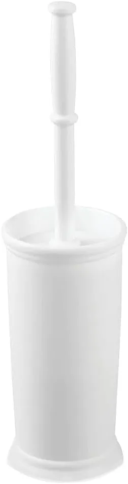 InterDesign Kent Plastic Toilet Bowl Brush Set, Classic Design Slim Compact Bowl Brush and Holder for Bathroom - Sturdy, Deep Cleaning, 4.25" x 4.25" x 16", White