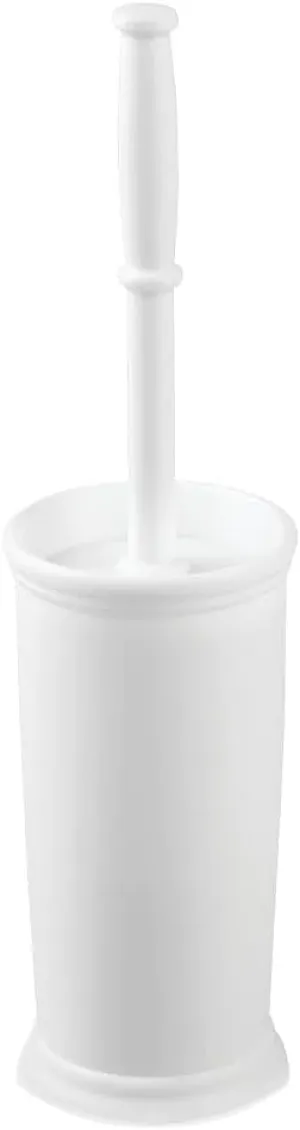 InterDesign Kent Plastic Toilet Bowl Brush Set, Classic Design Slim Compact Bowl Brush and Holder for Bathroom - Sturdy, Deep Cleaning, 4.25" x 4.25" x 16", White