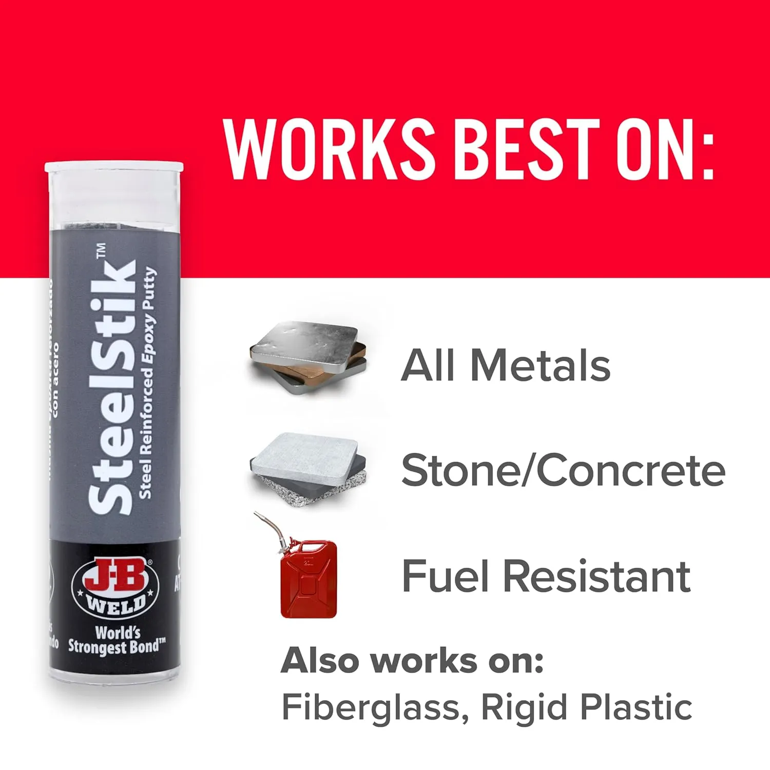 J-B Weld SteelStik, 1 Hour Cure, Steel Reinforced Epoxy Putty Stick - 2 Pack, Dark Grey (8267-2)