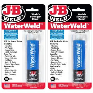 J-B Weld WaterWeld, 1 Hour Cure, Epoxy Putty Stick - 2 Pack, Off-White (8277-2)