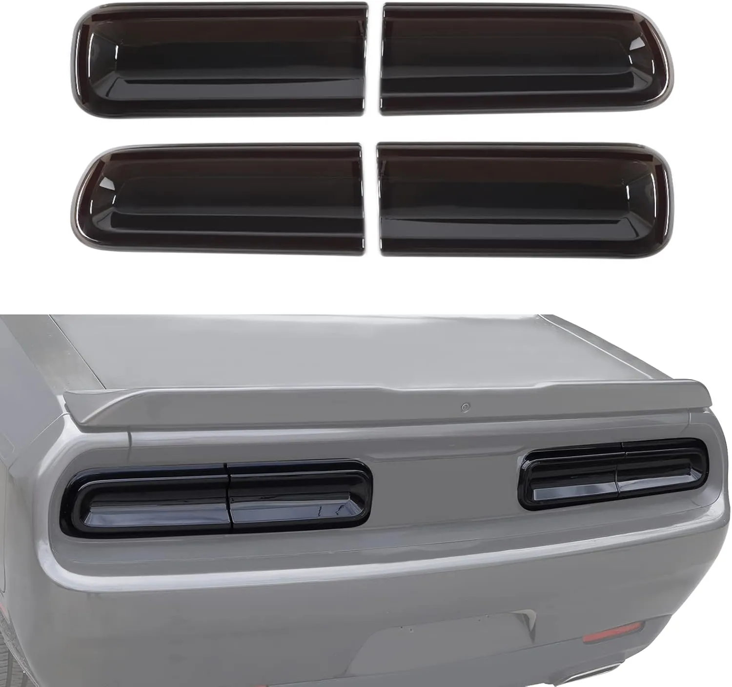 JeCar Smoked Tail Light Covers Rear Light Guards Exterior Accessories Compatible with Dodge Challenger 2015-2023