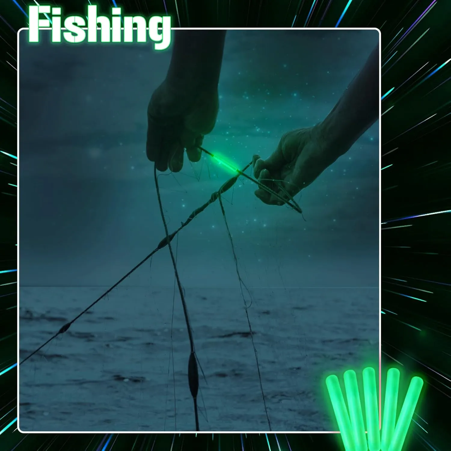 Jenaai 500 Pcs Fishing Glow Sticks Bulk for Bobbers Mini Glow Stick Rod Tip for Fishing Poles Small Glow Sticks for Night Fish Easter Eggs Easter Basket Stuffer(1 Inch,Green)