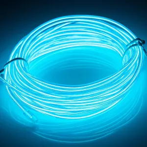 JIGUOOR USB Rechargeable EL Wire 32.8ft/10m (5mx2) Bright Neon Light Strip 360° Illumination Neon Tube Rope Lights for DIY, Festival, Party Decoration, Halloween, Chrismas (32.8ft/10M, Blue)