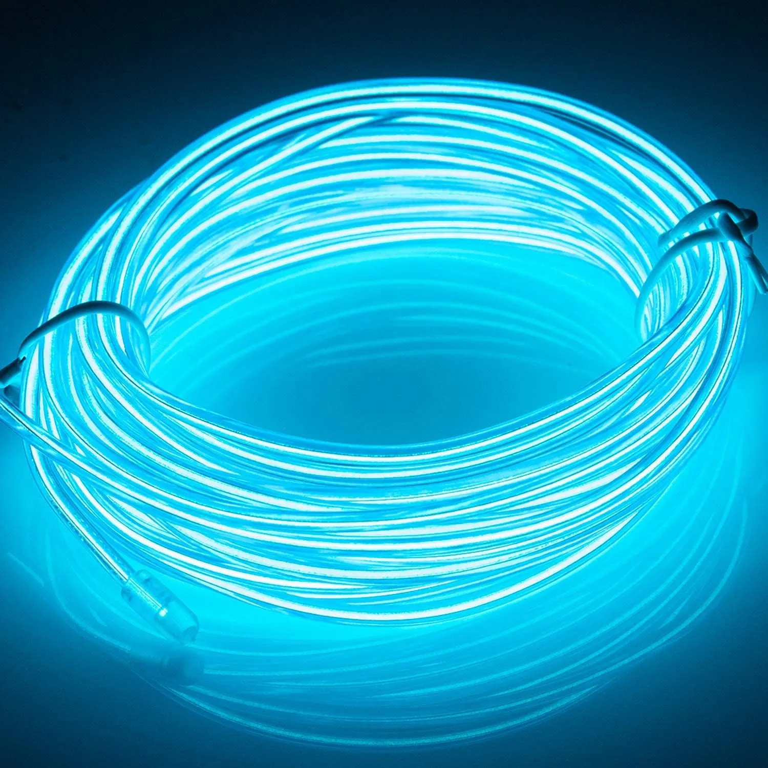 JIGUOOR USB Rechargeable EL Wire 32.8ft/10m (5mx2) Bright Neon Light Strip 360° Illumination Neon Tube Rope Lights for DIY, Festival, Party Decoration, Halloween, Chrismas (32.8ft/10M, Blue)