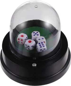 jojofuny Automatic Transparent Plastic Electrical Dice Cup with 5 Dice Transparent Plastic Cover Electrical Shaking Dice Roller Cup Set for KTV Pub Bar Party Game No Battery Black