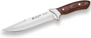 Joker Knife Antelope CR02, with red Wood Handles, 7.7 in. MOVA Blade and Leather Sheath, Fishing, Hunting, Camping and Trekking Tool
