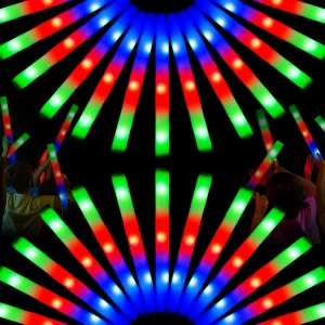 JOYIN 24 PCS Foam Glow Sticks Party Favors, Bulk LED Foam Light Up Sticks with 3 Modes Color Flashing Glow Party Supplies for Wedding, Concert, Camping, Birthday, Raves, Carnival