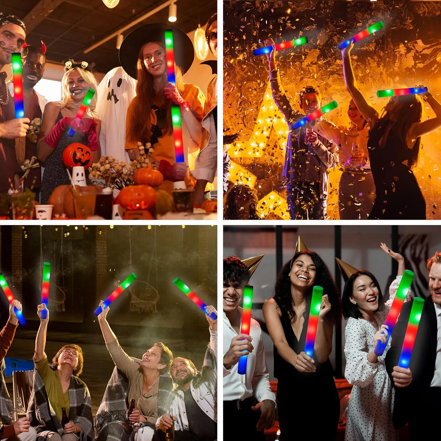 JOYIN 24 PCS Foam Glow Sticks Party Favors, Bulk LED Foam Light Up Sticks with 3 Modes Color Flashing Glow Party Supplies for Wedding, Concert, Camping, Birthday, Raves, Carnival