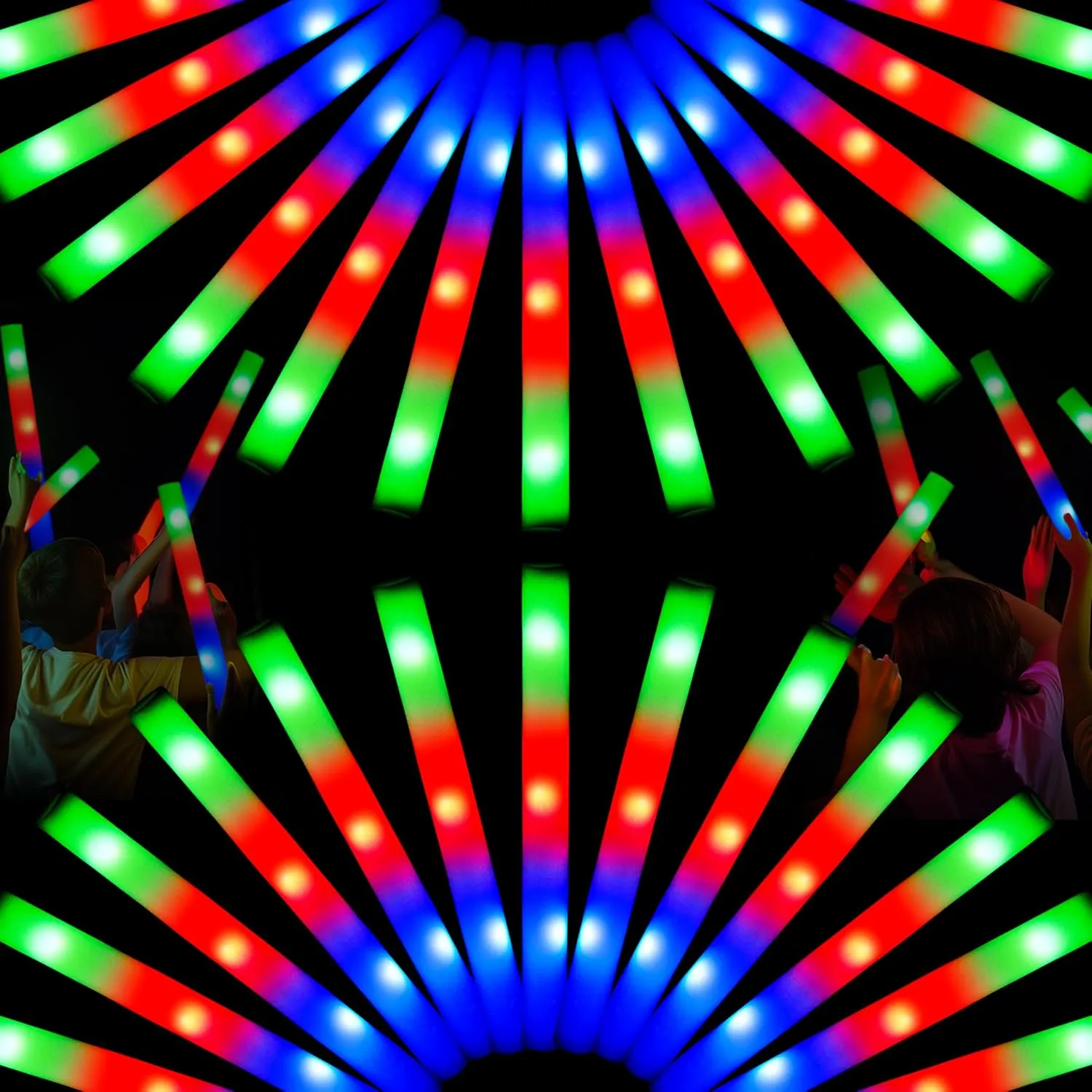 JOYIN 24 PCS Foam Glow Sticks Party Favors, Bulk LED Foam Light Up Sticks with 3 Modes Color Flashing Glow Party Supplies for Wedding, Concert, Camping, Birthday, Raves, Carnival