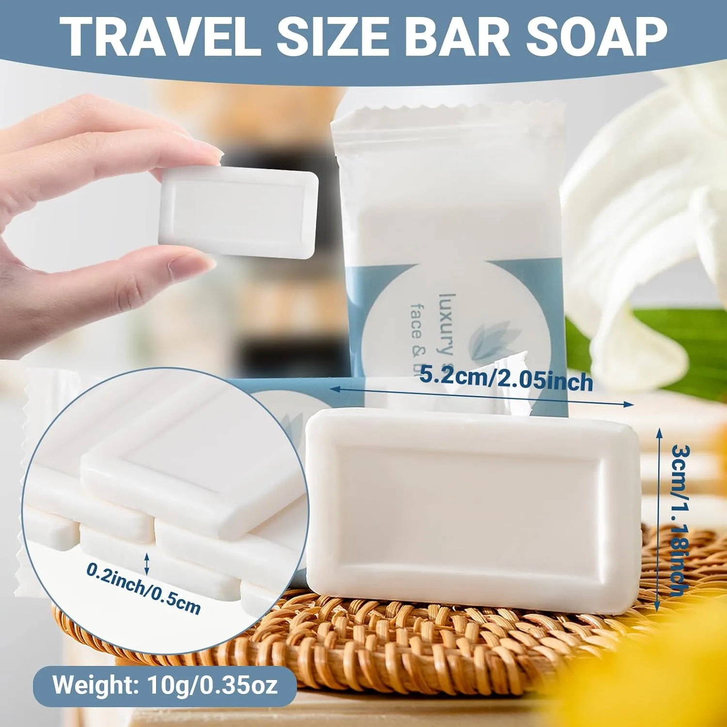 Kacctyen 300 Pcs 0.35oz Mini Bar Soap Bulk Individually Wrapped Bulk Hand Hotel Soap Bars Travel Size Toiletries for Hospitality Guest Bathroom Vacation Rentals