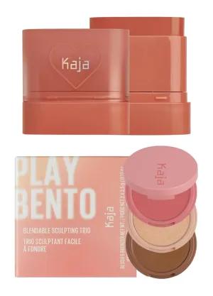 Kaja Dewy Bar - #Cranberry Cooler, 10g   3-in-1 Blendable Sculpting Trio - Play Bento 02 Cloud Latte Bundle