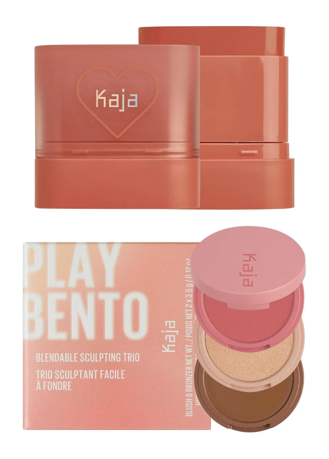 Kaja Dewy Bar - #Cranberry Cooler, 10g   3-in-1 Blendable Sculpting Trio - Play Bento 02 Cloud Latte Bundle