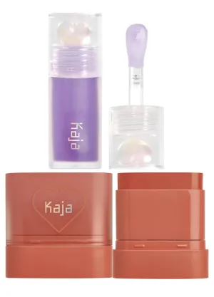 Kaja Juicy Glass Lip Plumping Oil 04 Grape Glowtini   Dewy Bar - Creamy Multi-Stick Blusher & Lip Balm 05 Cranberry Cooler,10g Bundle