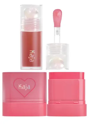 Kaja Juicy Glass Lip Plumping Oil 05 Plum Paloma   Dewy Bar - Creamy Multi-Stick Blusher & Lip Balm 02 Strawberry Sorbet,10g Bundle