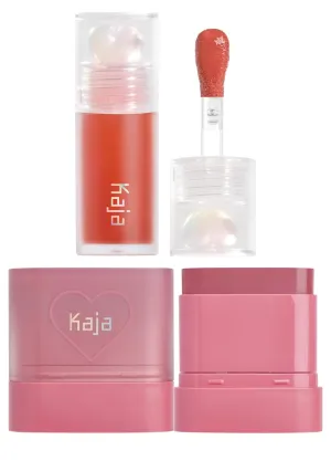 Kaja Juicy Glass Lip Plumping Oil 06 Apple Cider   Dewy Bar - Creamy Multi-Stick Blusher & Lip Balm 04 Fig Smoothie Sorbet,10g Bundle