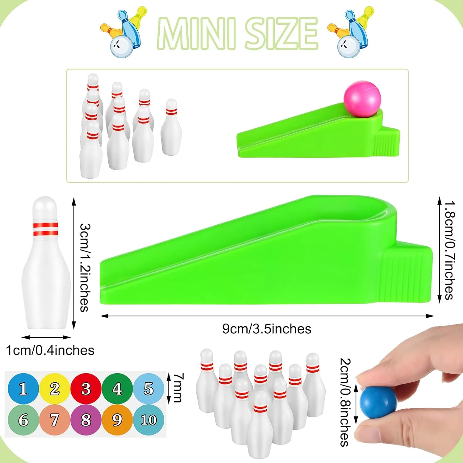 Kathfly Bowling Party Favors for Kids Mini Game with Miniature Bowl Pins Ramp Bowl Ball Tabletop Bowling Sets Goodie Bag Fillers for School Classroom Prize Party(50 Set)
