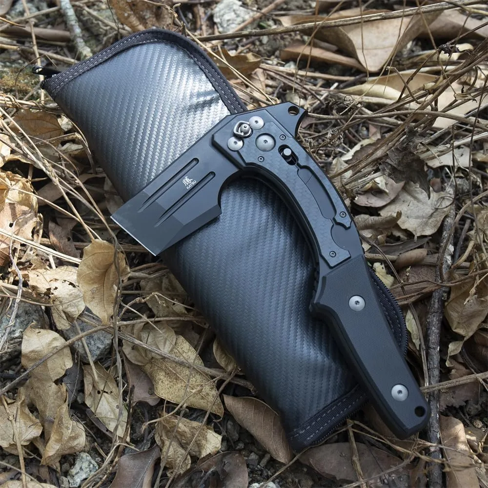 KATSU Camping Folding Hatchet, Pocket Folding Japanese Tactical Axe with Axis Sakura Blade Nemoto Design